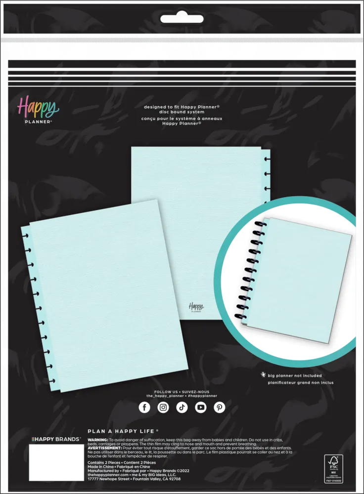 Happy Planner Ocean Big couverture agenda tissu