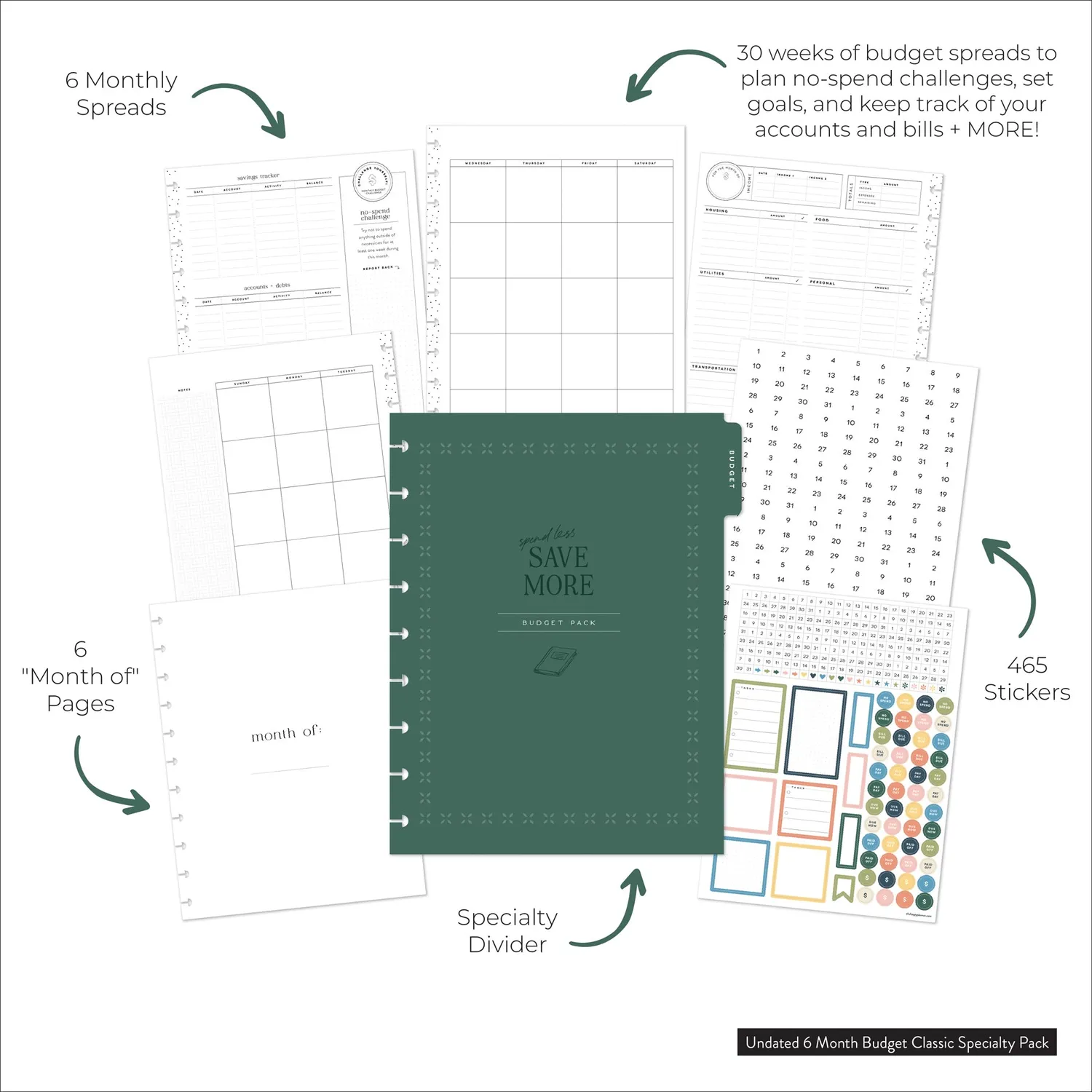 Happy Planner Budget Classic extension 6 mois recharge