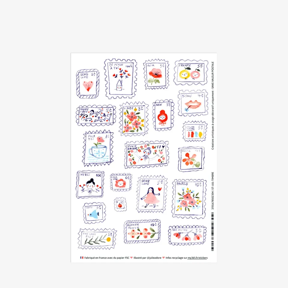 My365 Julie Adore stickers timbres philatélie