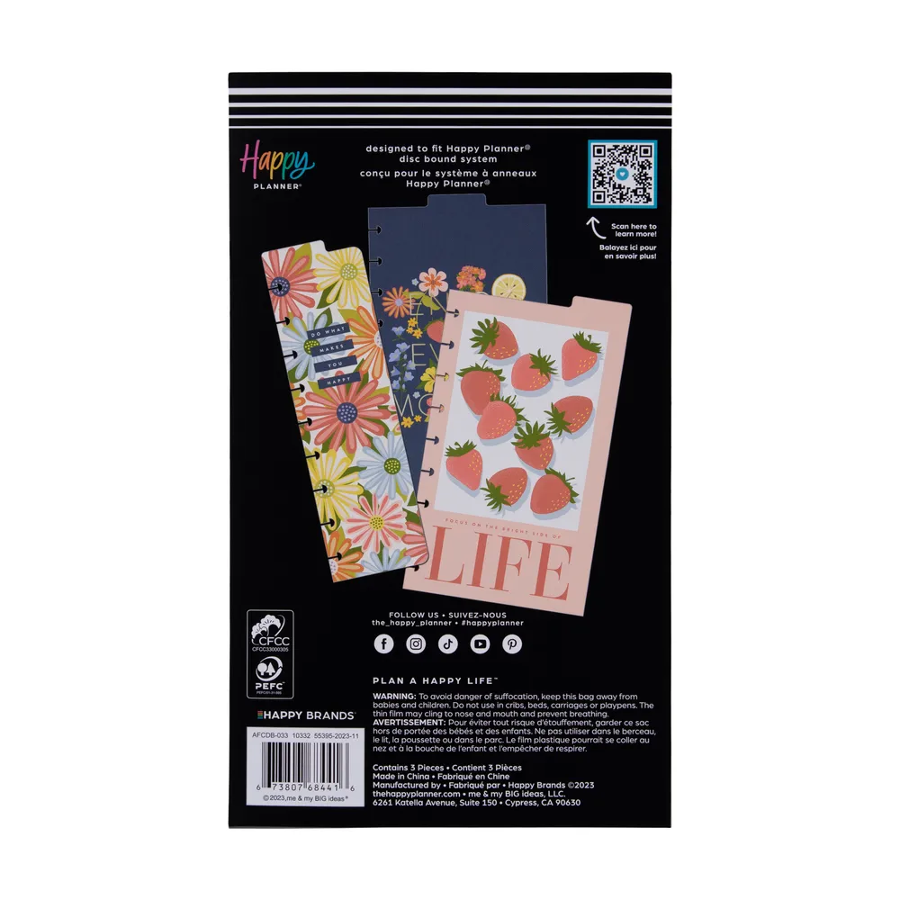 Happy Planner Spring Market Classic intercalaires à anneaux lot de 3 fruits