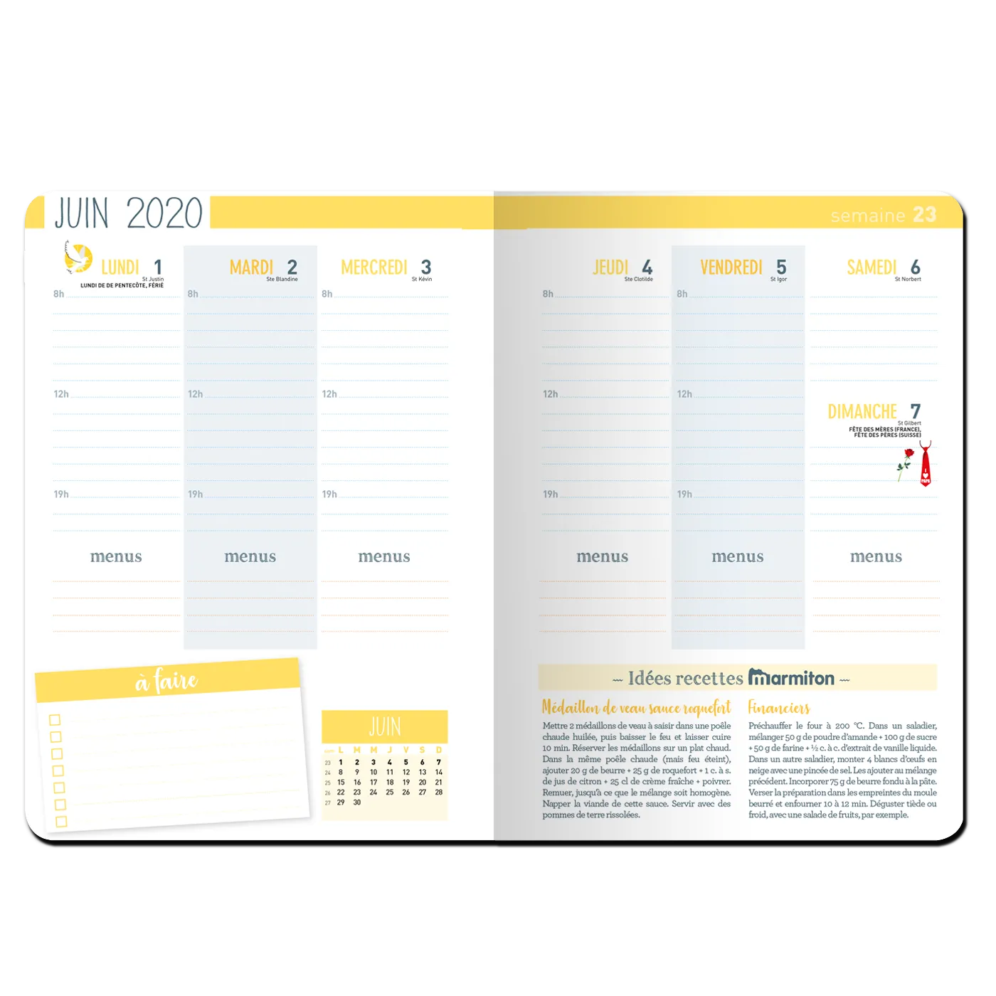 Frigobloc famille organisée agenda sept 2019-déc 2020