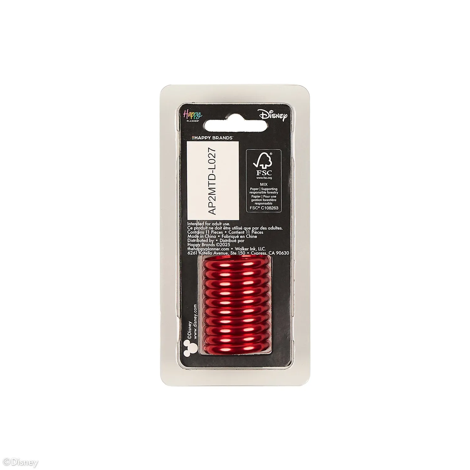 Happy Planner Minnie Nœud Rouge disques métal Medium 11 anneaux