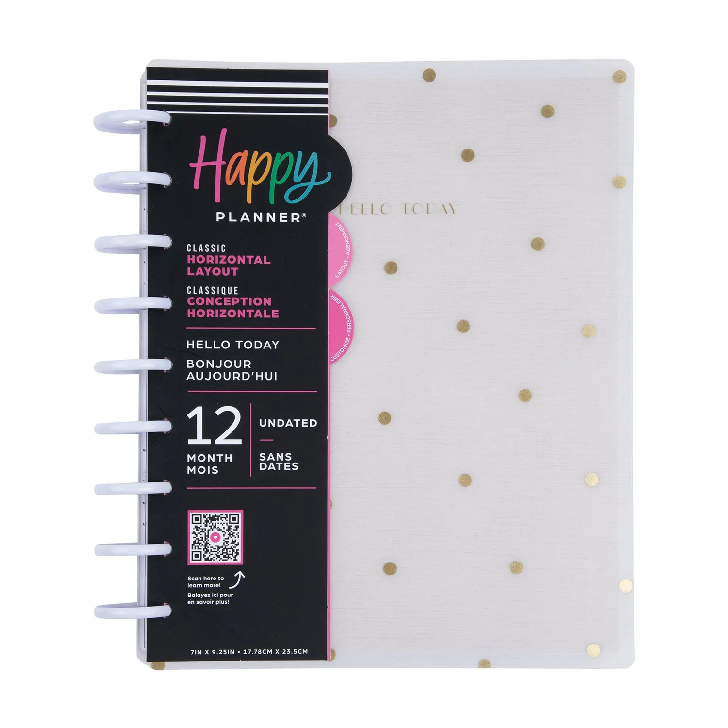 Happy Planner Hello Today planner non daté horizontal 12 mois