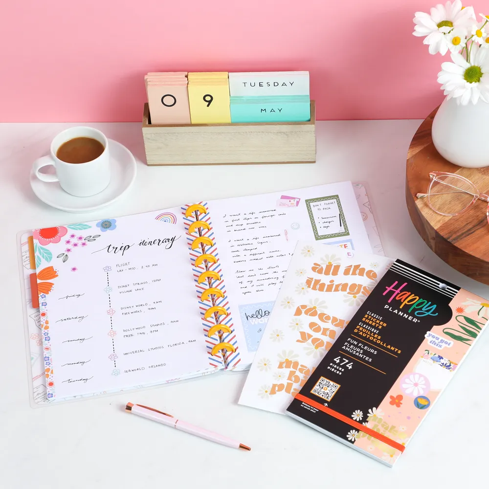 Happy Planner Fun Fleurs autocollants 474 doré 30 feuilles