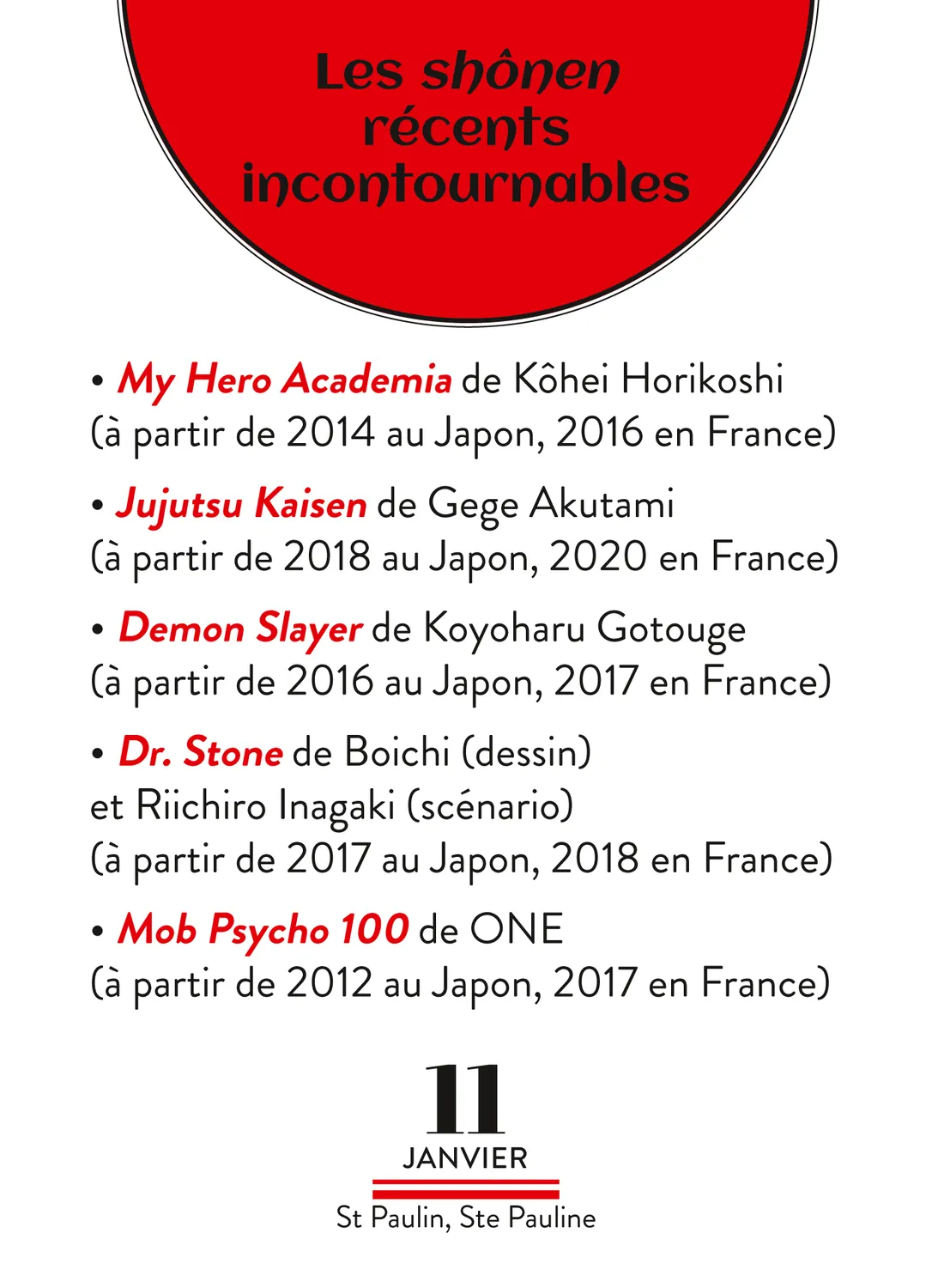 Année à Bloc 100% Manga calendrier 365 jours quiz anecdotes