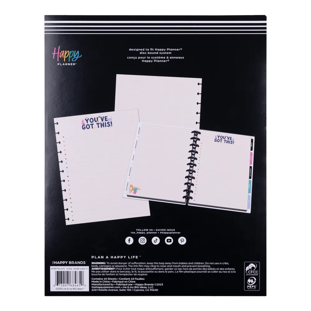 Happy Planner Whimsical Whiskers Big recharge 40 feuilles