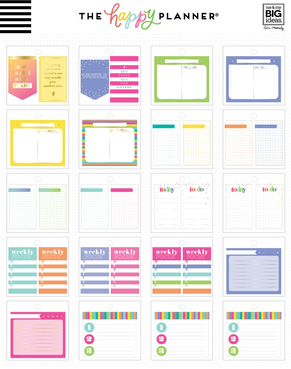 Happy Planner Productivity mini stickers 20 feuilles
