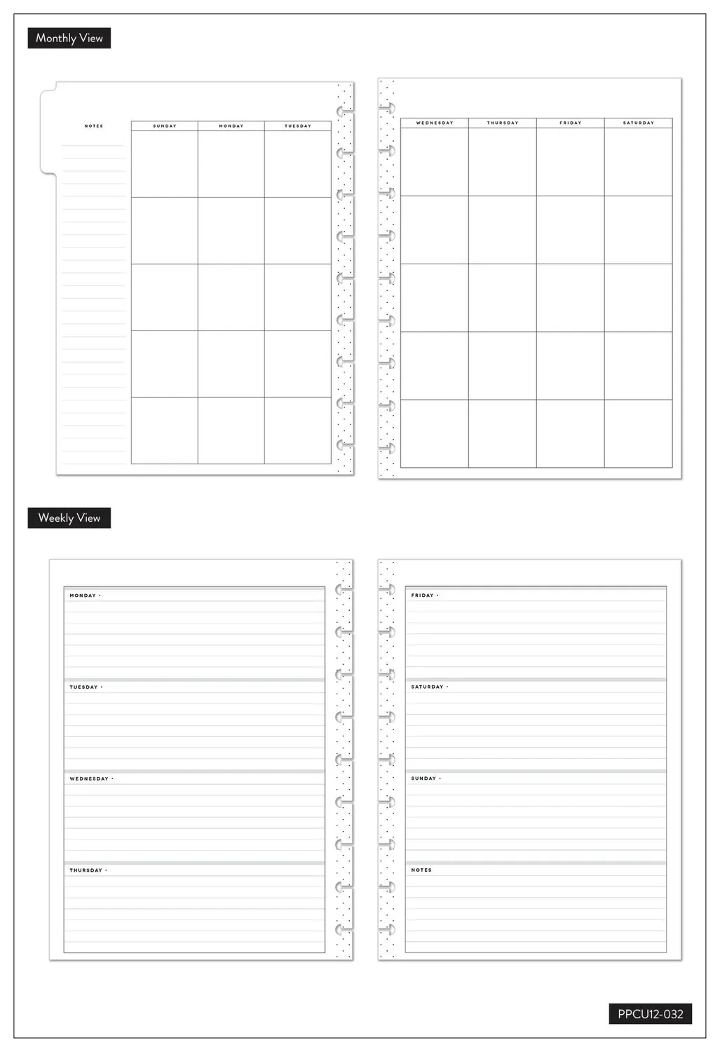 Happy Planner Bright Type agenda horizontal non daté 12 mois