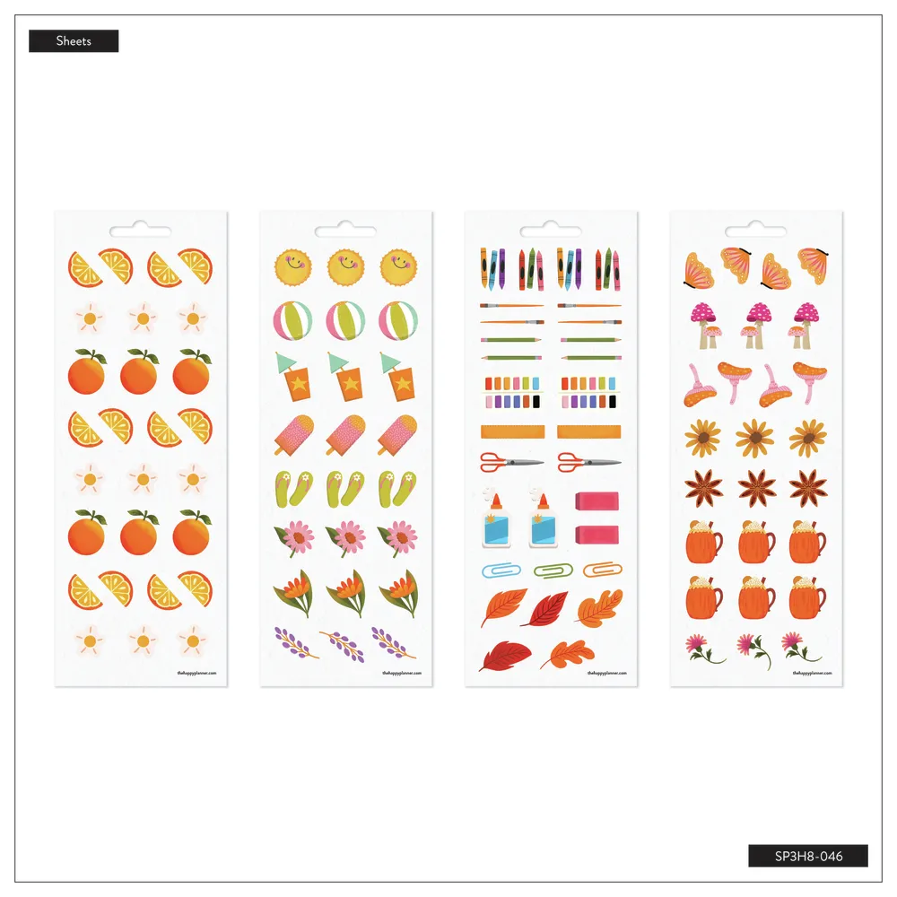 Happy Planner Jess Miller Draws stickers saisons 8 planches