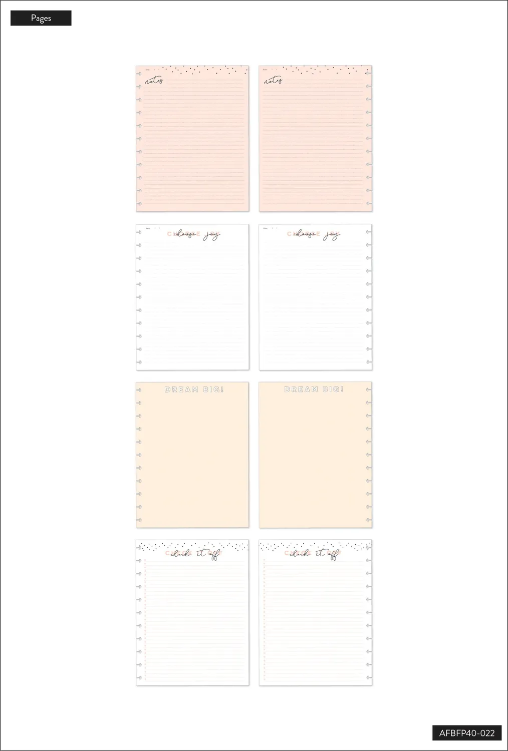 Happy Planner Everyday Neutrals Big recharge papier 40 feuilles 4 designs