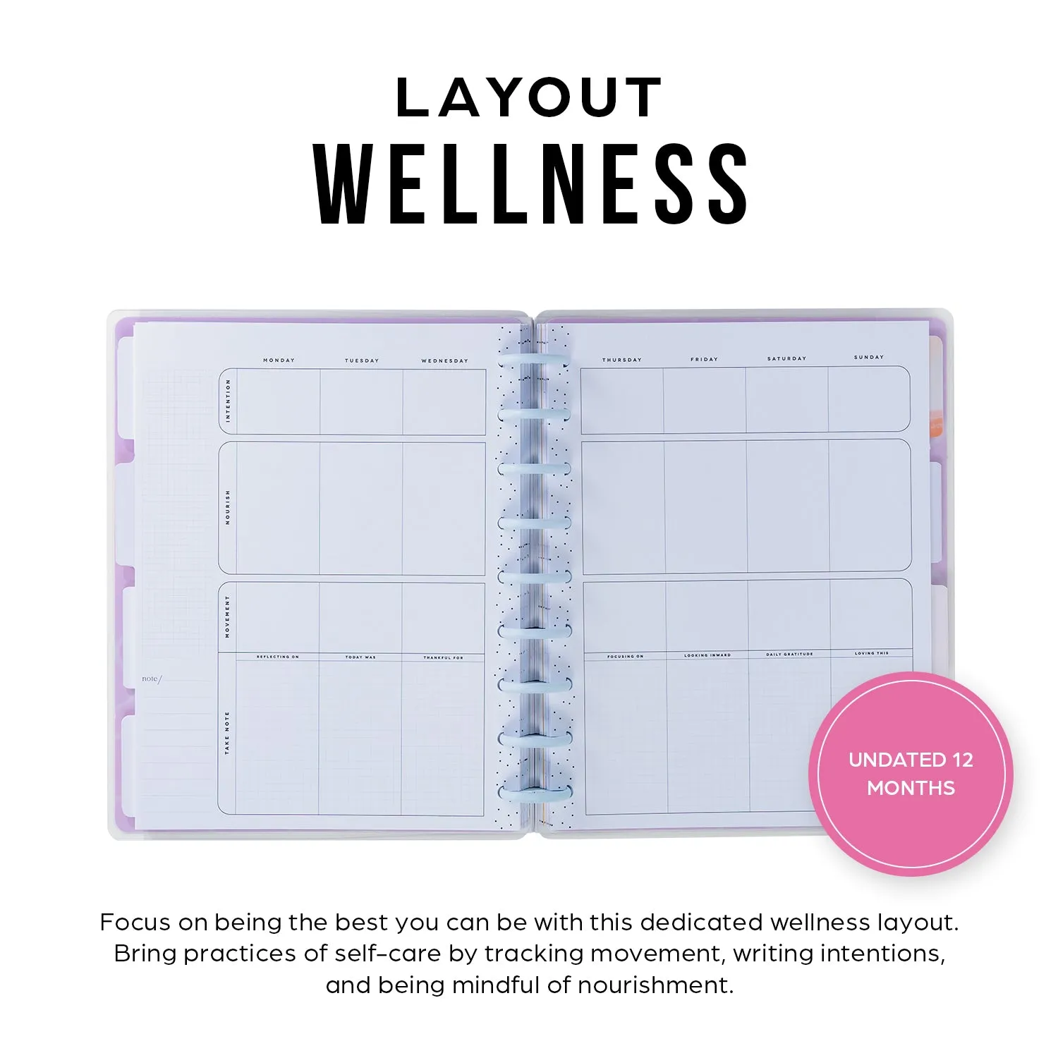 Happy Planner Radiant Soul planner bien-être non daté 12 mois