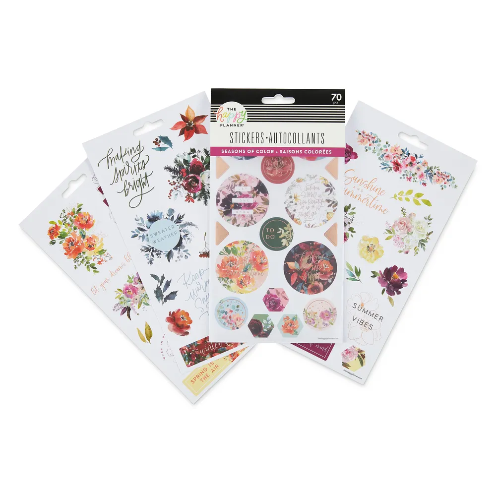 Happy Planner Seasonal Watercolor stickers aquarelle 5 feuilles