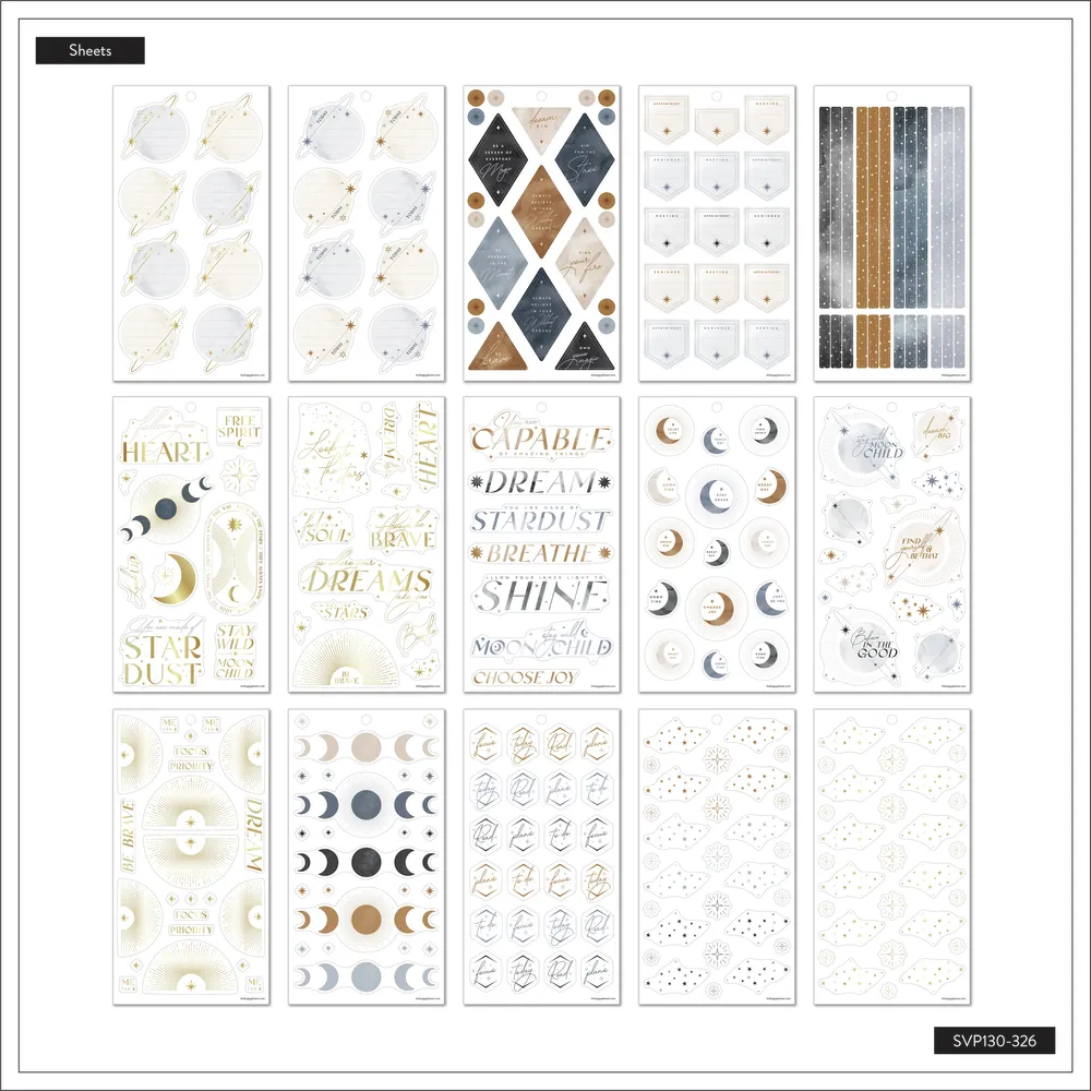 Happy Planner Sophisticated Stargazer stickers décoratifs 516