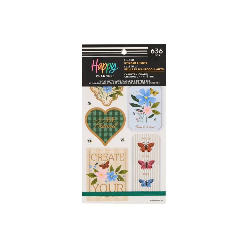 Happy Planner Country Charm Value Pack stickers 30 feuilles fleurs