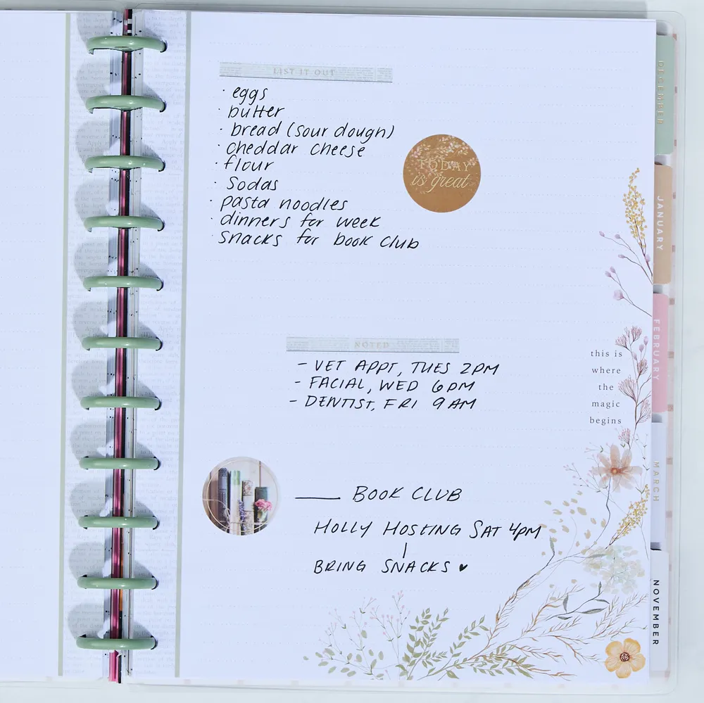 Happy Planner Reading in the Garden recharge Big pointillée 40 feuilles