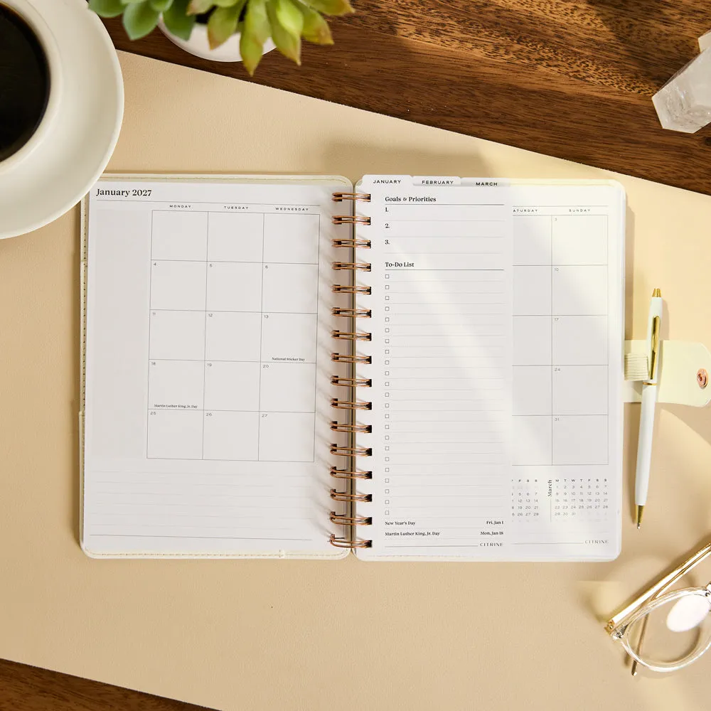Citrine Ivory Diagonals agenda 2027 A5 spirale pro 12 mois