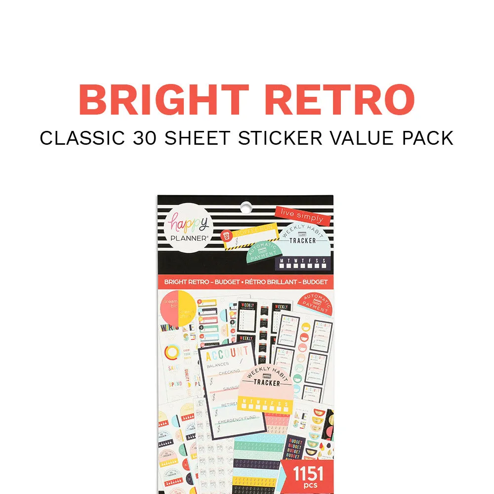 Happy Planner Bright Retro Budget stickers 1151 épargne
