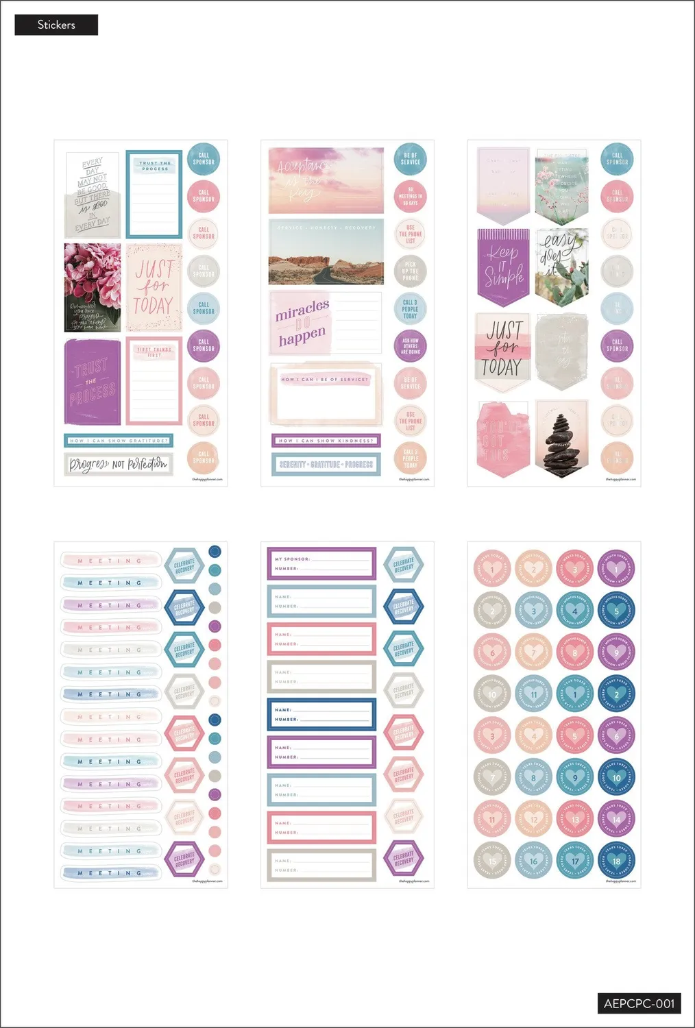 Happy Planner Recovery Progress compagnon Classic accessoires bien-être