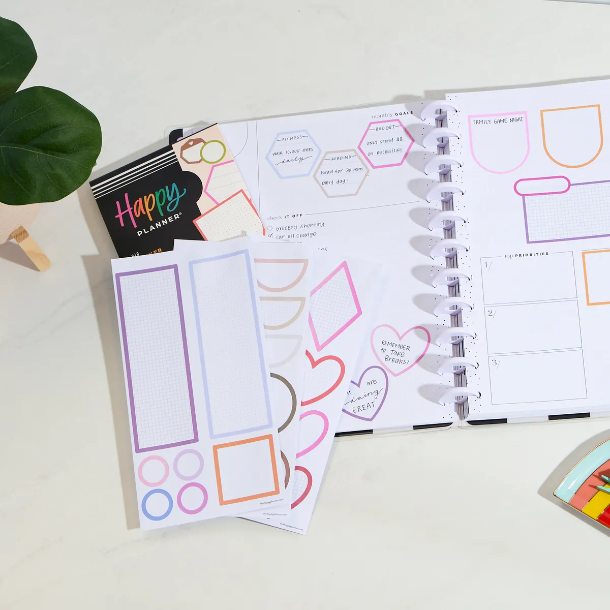 Happy Planner Bright Colorful Boxes stickers Big 264 pièces