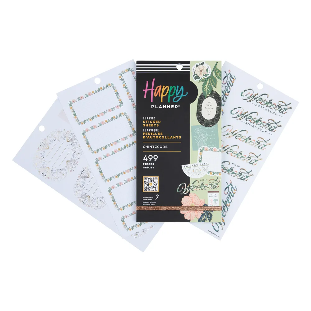 Happy Planner Chintzcore Flowers autocollants 30 feuilles 499 pièces
