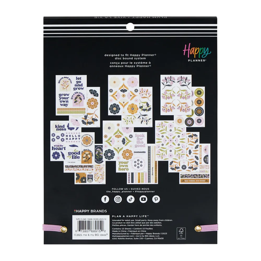 Happy Planner Plum Happy stickers Large 185 pièces floral