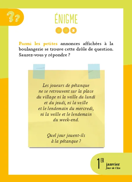 Année à bloc meilleures énigmes calendrier 365 jours