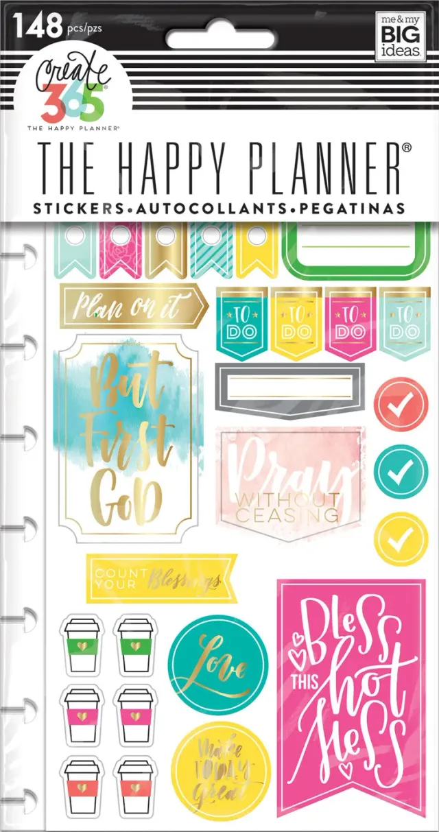 Happy Planner Faith Gratitude stickers Classic 5 planches