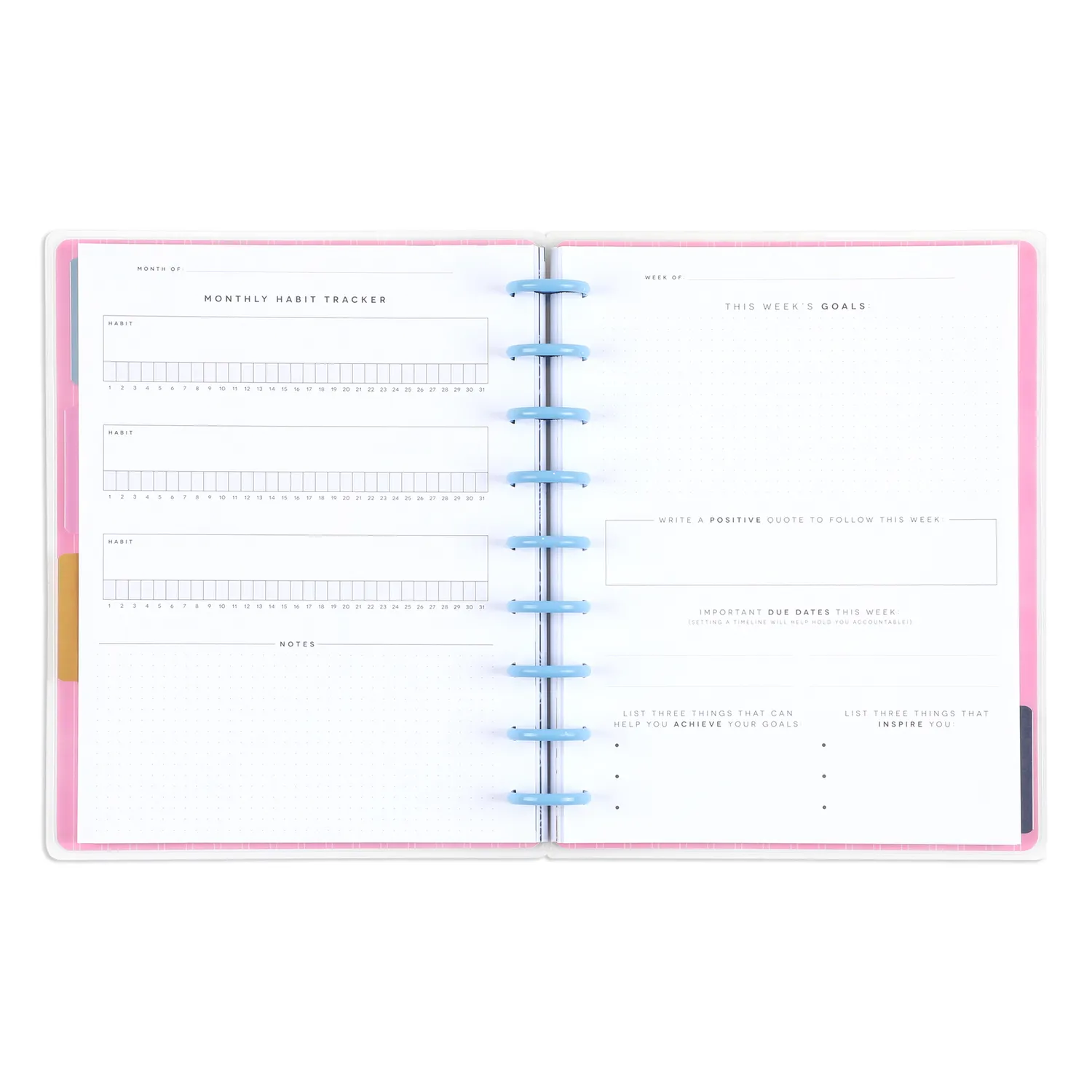 Happy Planner Bold Ditsies journal objectifs Classic 80 feuilles