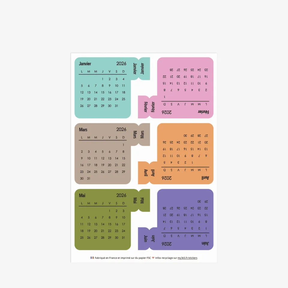 My365 Calendrier stickers agenda familial