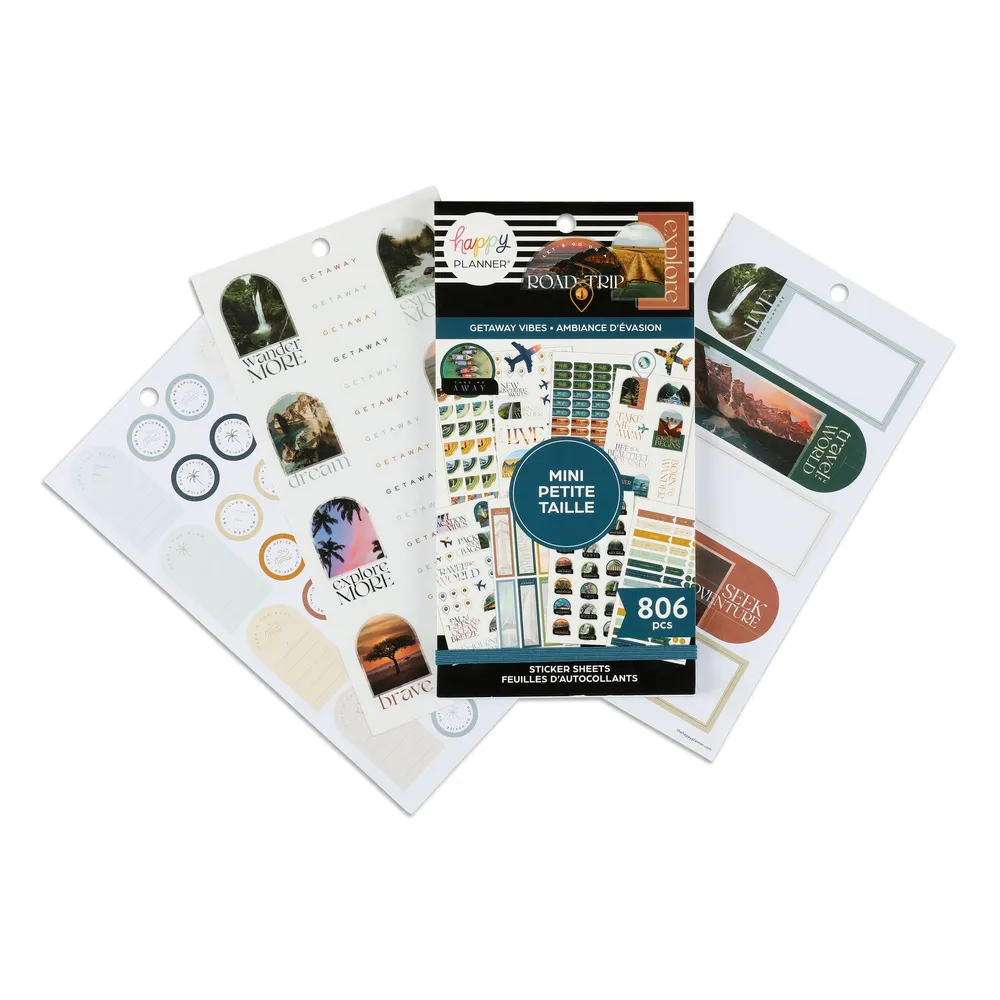 Happy Planner Getaway Vibes stickers Mini 806 pièces