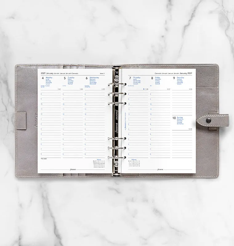 Filofax A5 recharge agenda semainier 2027 multilingue
