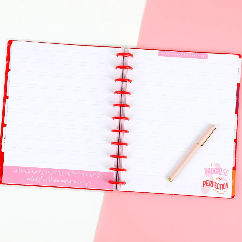Happy Planner Threeologie Think Pink recharge papier lettering Big 40 feuilles