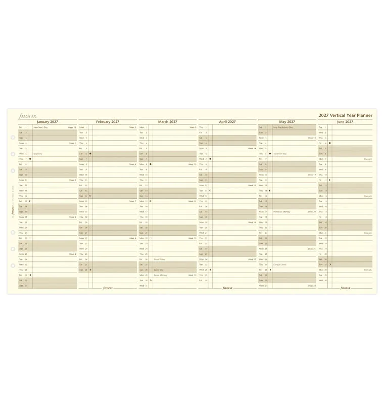 Filofax Classic recharge agenda 2027 A5 verticale crème