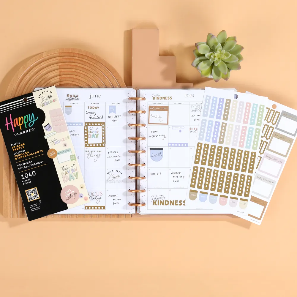 Happy Planner Recovery stickers value pack 30 feuilles 1040 motivation