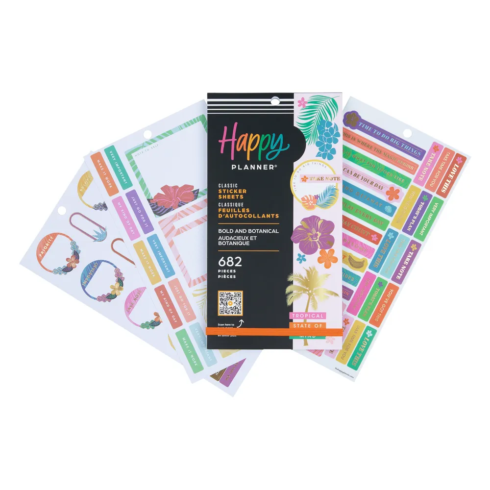 Happy Planner Bold & Botanical stickers 682 pièces tropical