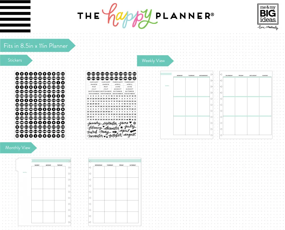 Happy Planner Weekly Six Month Extension Pack Big recharge 6 mois