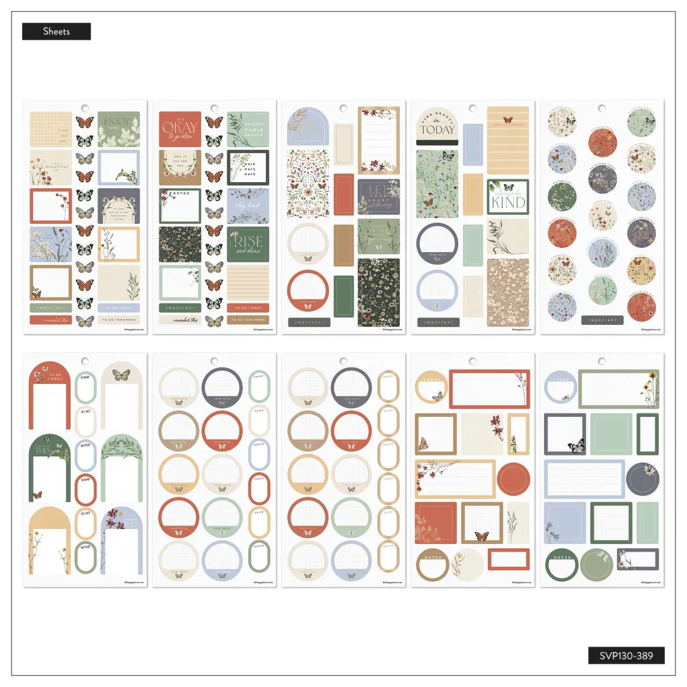 Happy Planner Wild Fields stickers Classic 561 pièces floral