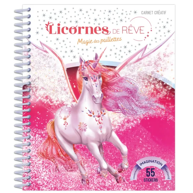 Licornes de rêve Magie des paillettes mini-carnet coloriage stickers
