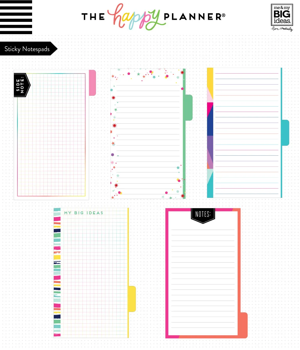 Happy Planner Brights onglets notes adhésives mini