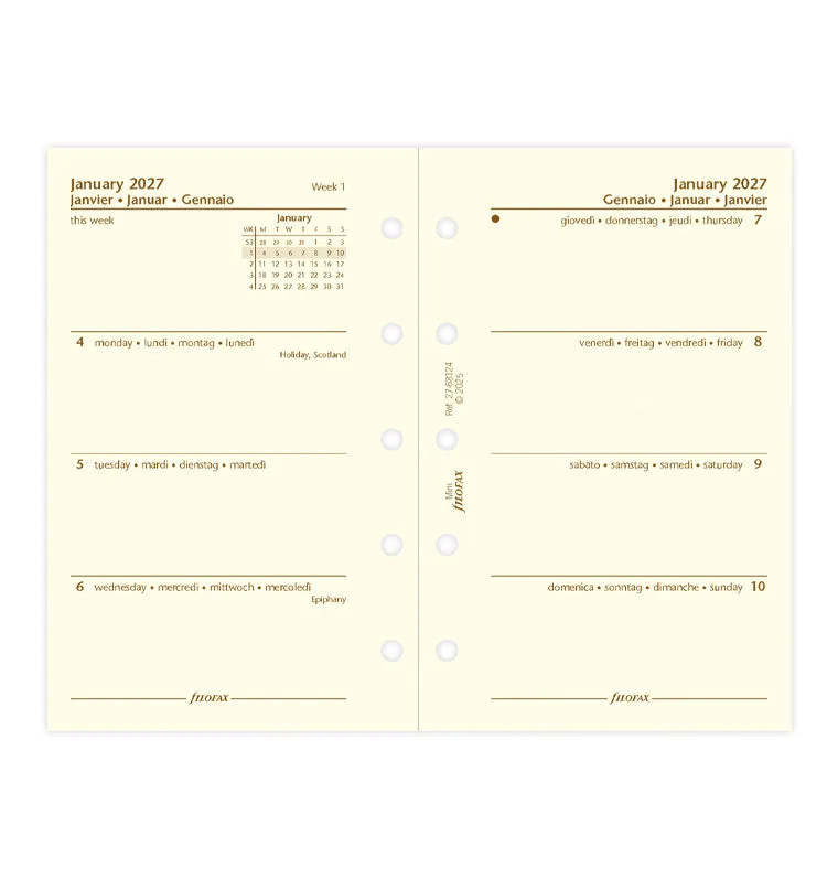 Filofax Classic recharge semaine sur 2 pages Mini 2027