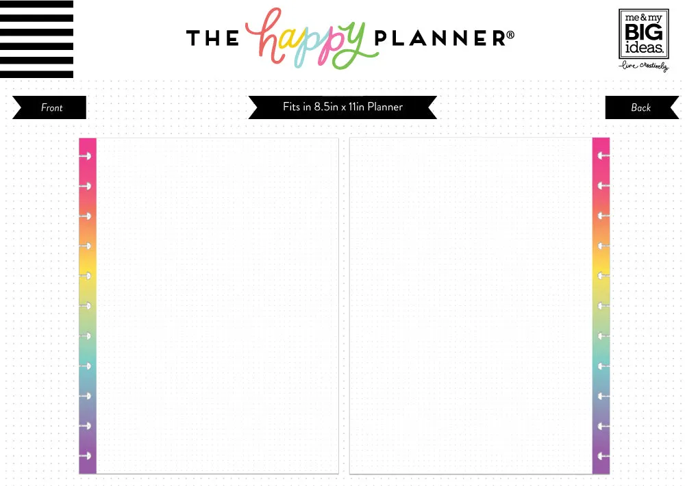Happy Planner Rainbow papier pointillé Big 40 feuilles