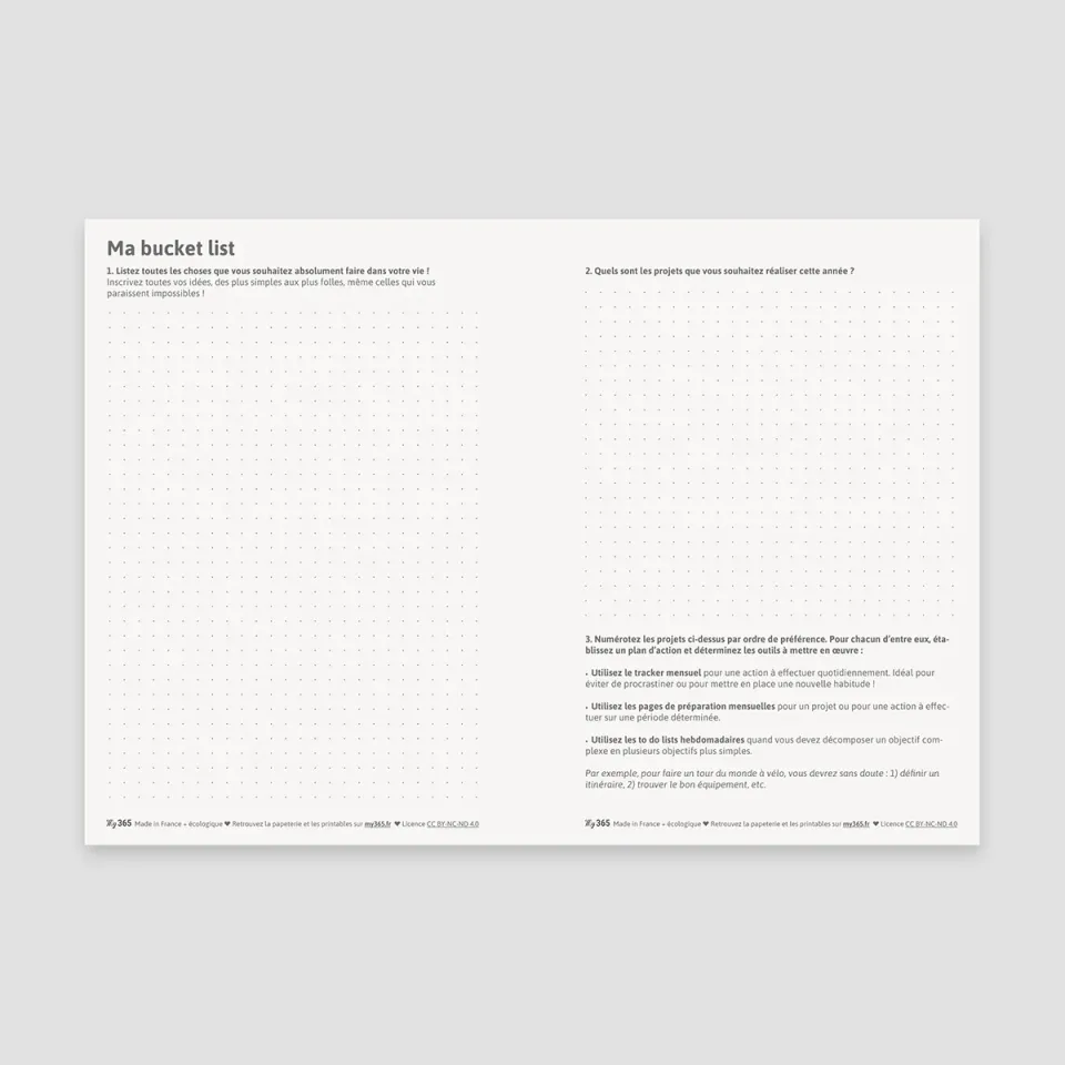 My365 Ma bucket list PDF à imprimer