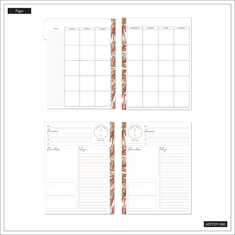 Happy Planner Dried Florals recharge agenda Classic 3 mois