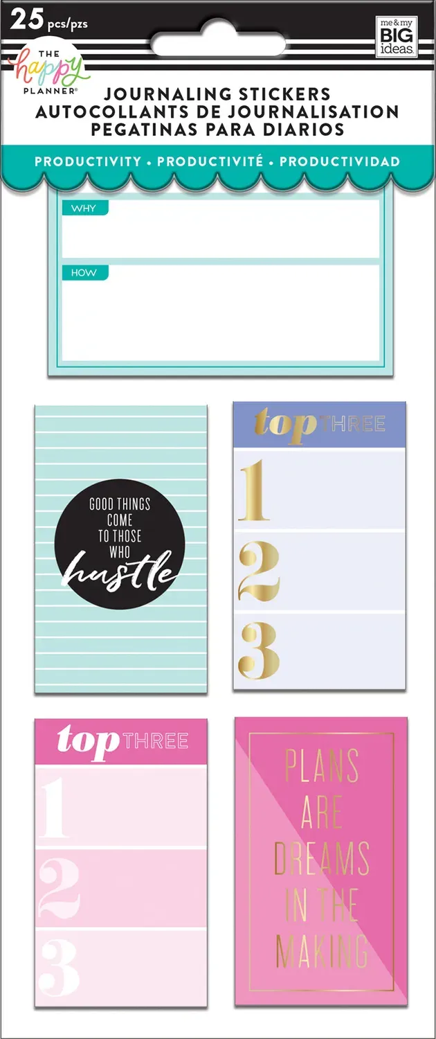 Happy Planner Flip stickers productivité 25 pièces