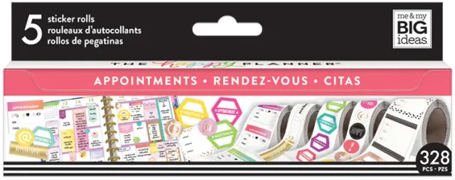 Happy Planner Appointments rouleau stickers rendez-vous 5 motifs