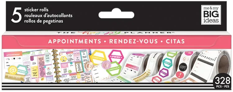 Happy Planner Appointments rouleau stickers rendez-vous 5 motifs
