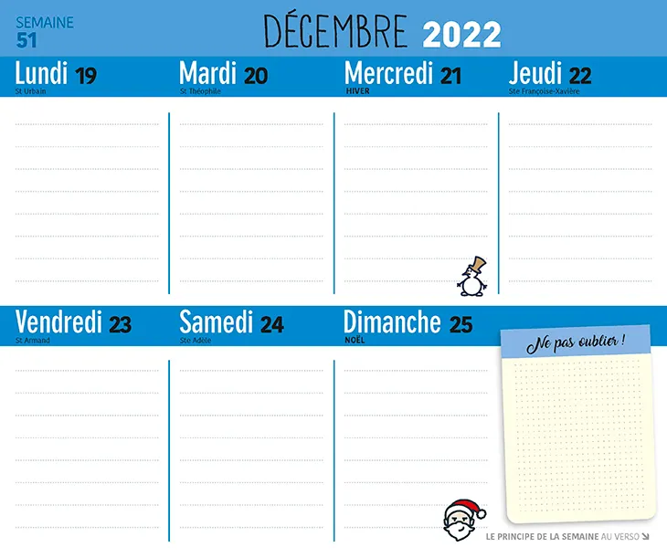 Frigobloc Hebdomadaire 2023 Montessori calendrier familial