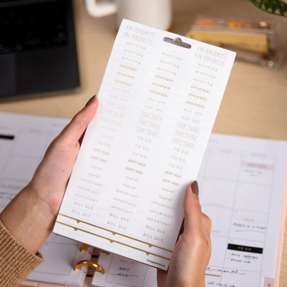 Happy Planner Work + Life stickers travail 8 planches doré