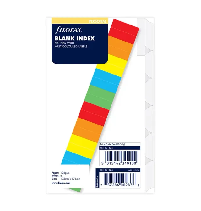 Filofax Classic intercalaires Personal 6 onglets couleur