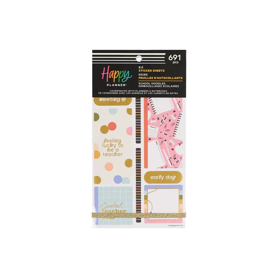 Happy Planner School Doodles stickers Big 30 feuilles rentrée